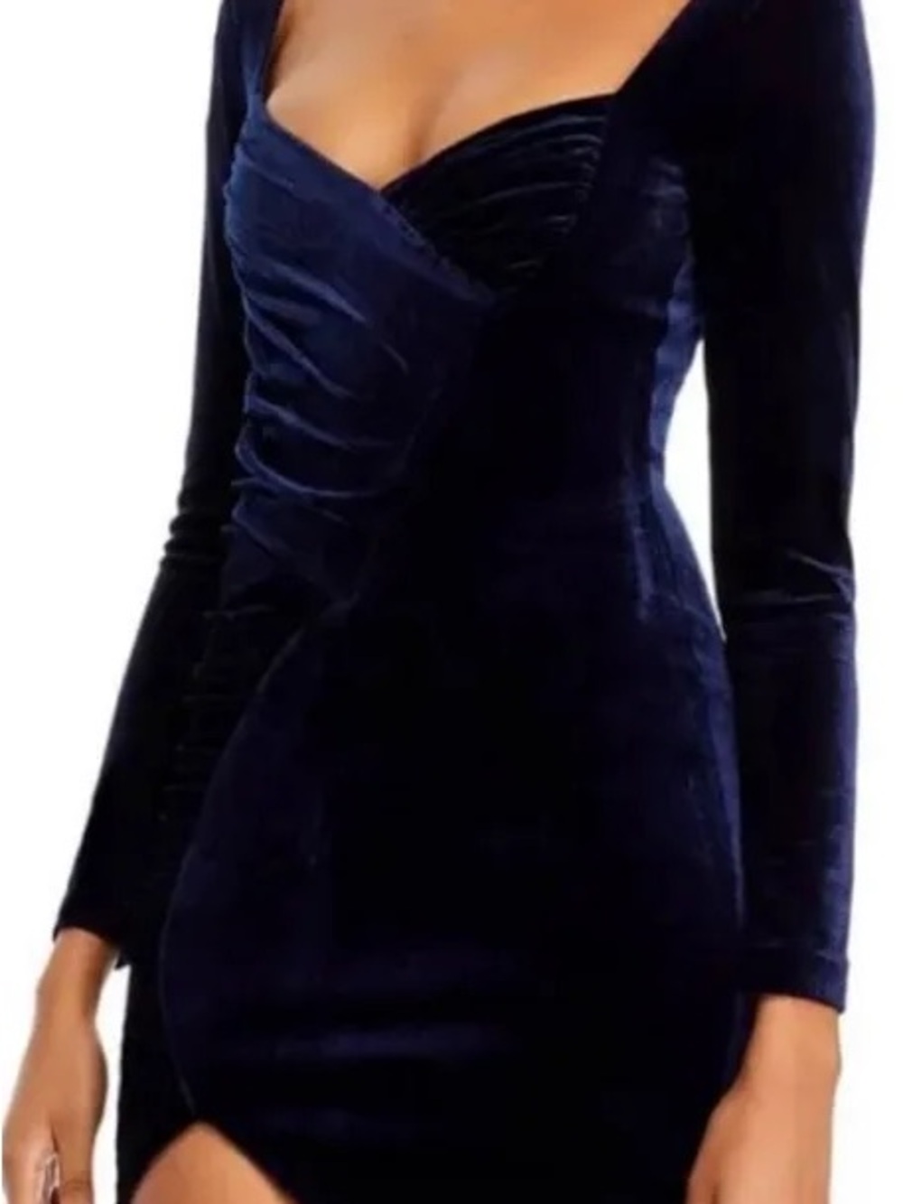 NWT Bardot Long Sleeve Velvet Navy Blue Mini Dress